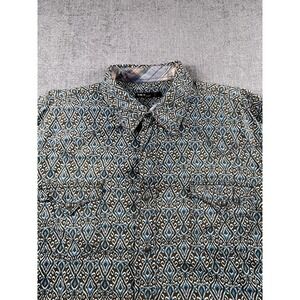 Tin Haul Pearl Snap Shirt Men's XL Western Cowboy Button Up All Over Print‎